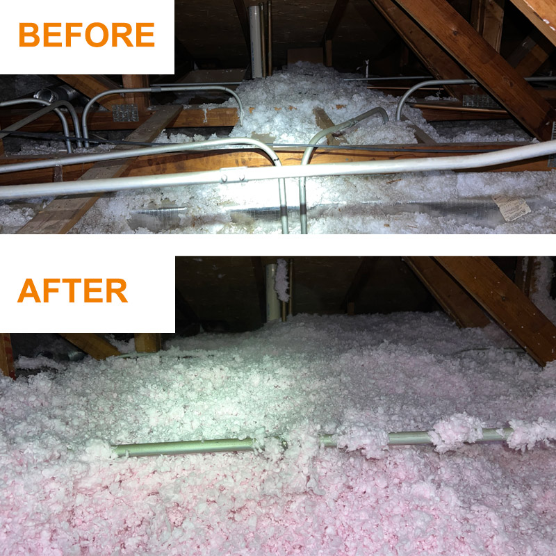 Before & After of Attic Insulation Installers job