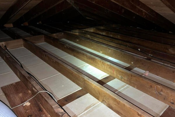 No insulation in an attic